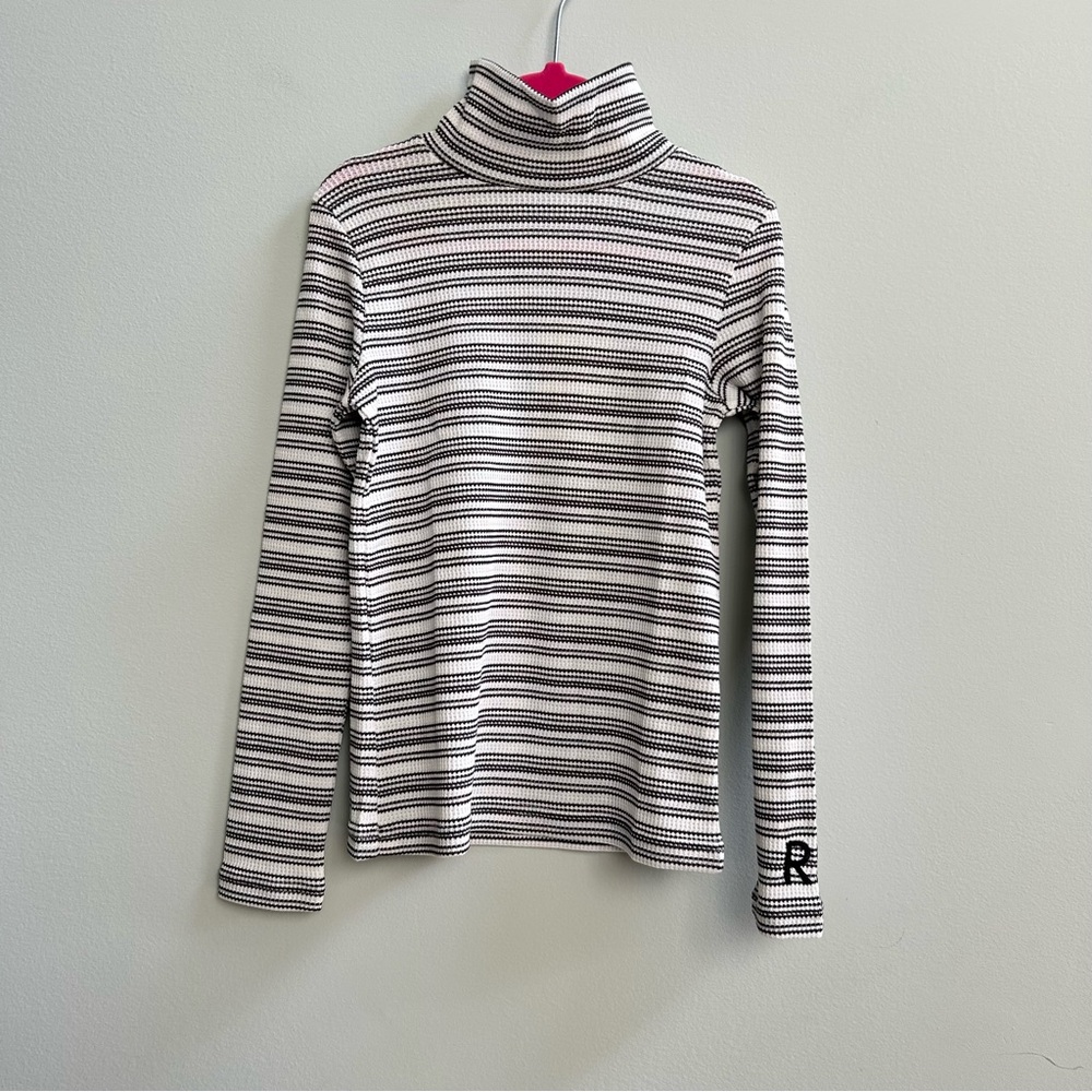 NWT Retrokid Black Striped Waffle Turtleneck, Size 7y